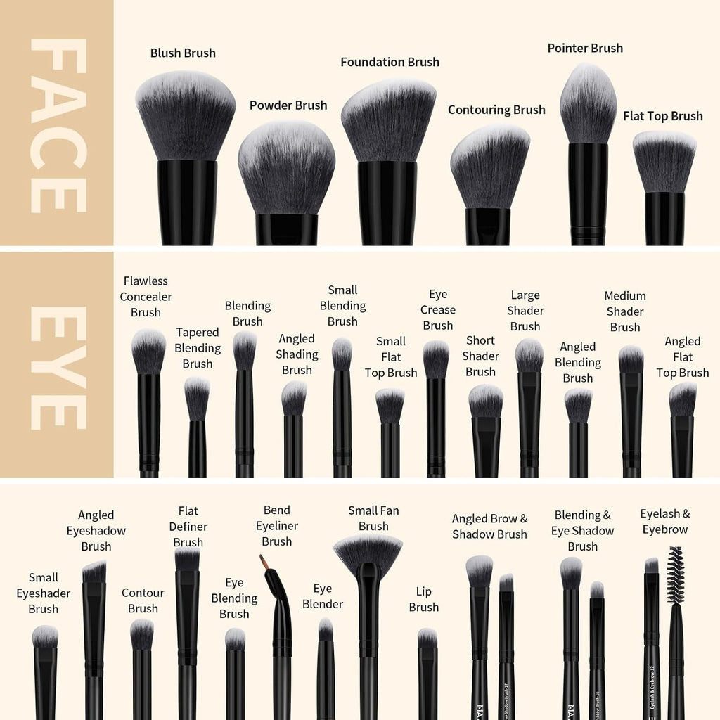 Makeup Brush Set 51 PCS Professional Makeup Brushes for Foundation Powder Concealers Eye Shadows Blending Blush Travel Make up Brush Kit (Black)