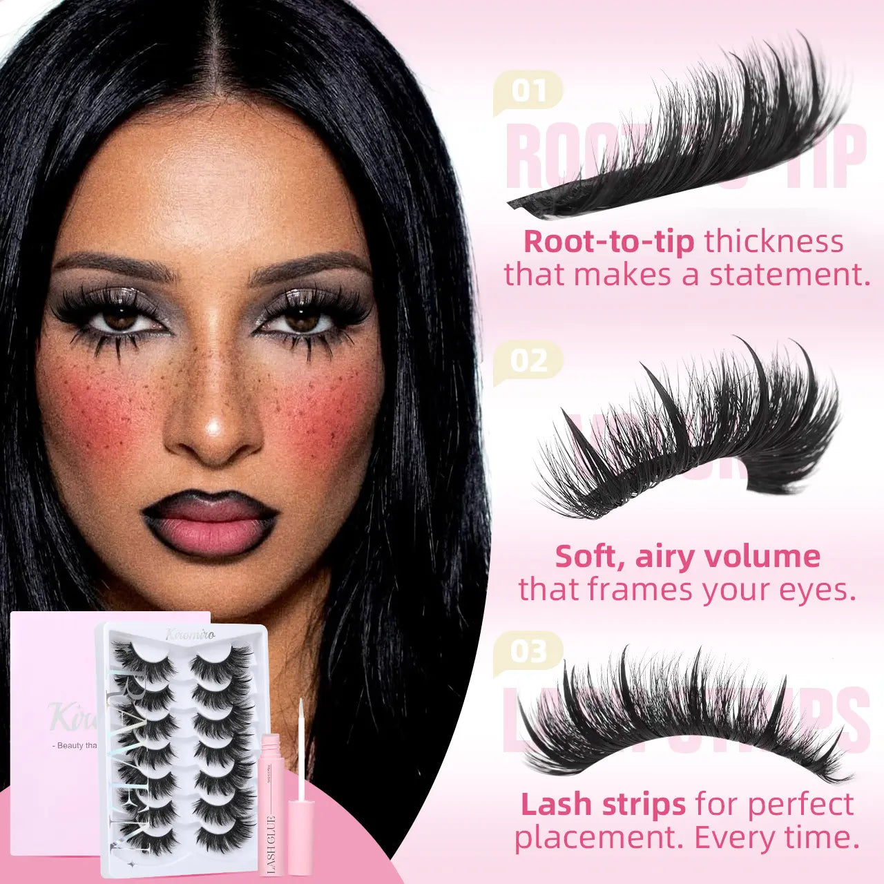 Kiromiro Spiky Lashes Strips 20Mm 3D Fluffy False Eyelashes with Spikes Drama Faux Mink Lashes Thick Long Cat Eye Lashes for Makeup, 7 Pairs