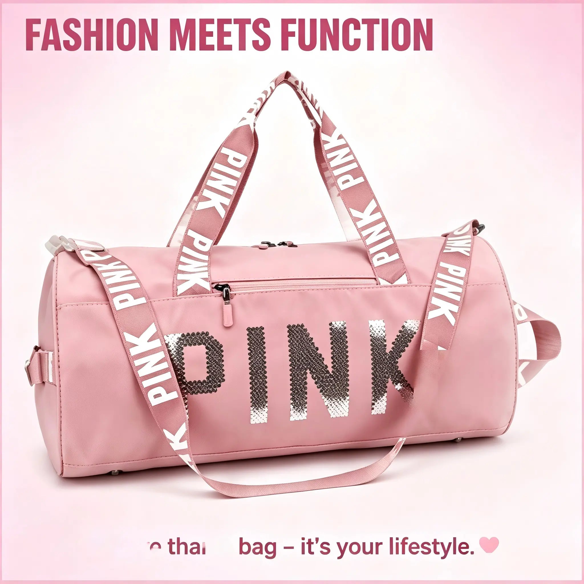 Fashion Sequin PINK Sports Duffle Bag, Portable Crossbody Shoulder Handheld Weekender Bag for Gym Fitness Short Business Trip #Gymbag #Traveldufflebag #Weekenderbag #Pinkdufflebag #Sportsbagforwomen#Tiktokfinds #Viralgymbag
