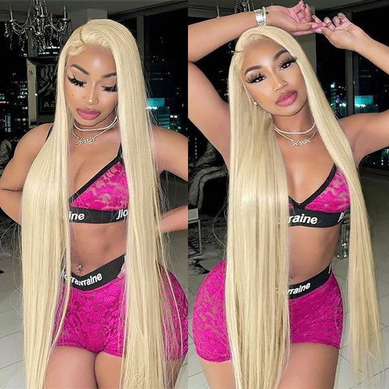 Blonde 613 Lace Front Wig Human Hair 13X4 HD Straight 26 Inch | 180% Density,Hd Transparent Lace Frontal Pre Plucked Natural Hairline,Brazilian Virgin Human Hair for Women