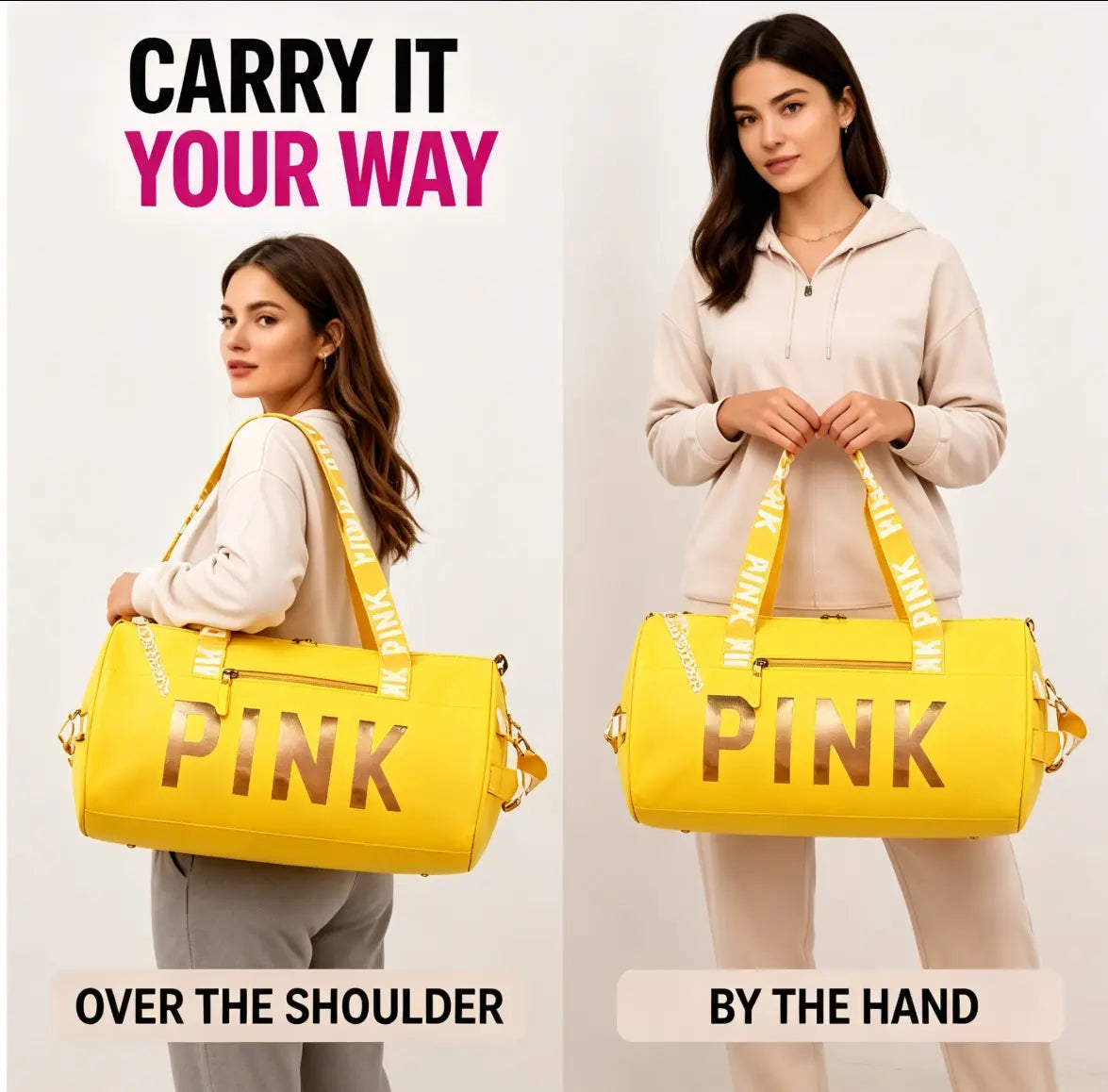 Fashion Sequin PINK Sports Duffle Bag, Portable Crossbody Shoulder Handheld Weekender Bag for Gym Fitness Short Business Trip #Gymbag #Traveldufflebag #Weekenderbag #Pinkdufflebag #Sportsbagforwomen#Tiktokfinds #Viralgymbag