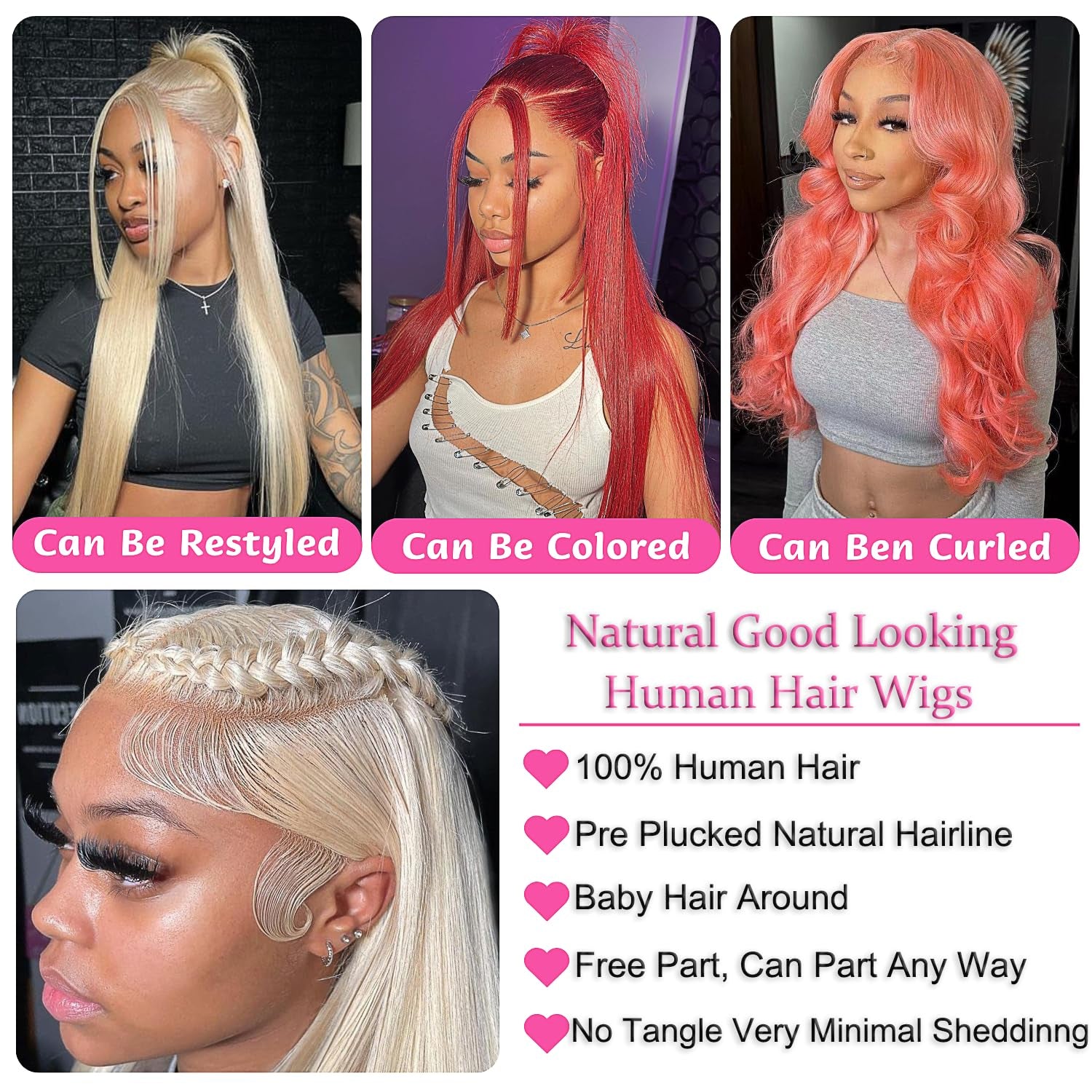 Blonde 613 Lace Front Wig Human Hair 13X4 HD Straight 26 Inch | 180% Density,Hd Transparent Lace Frontal Pre Plucked Natural Hairline,Brazilian Virgin Human Hair for Women