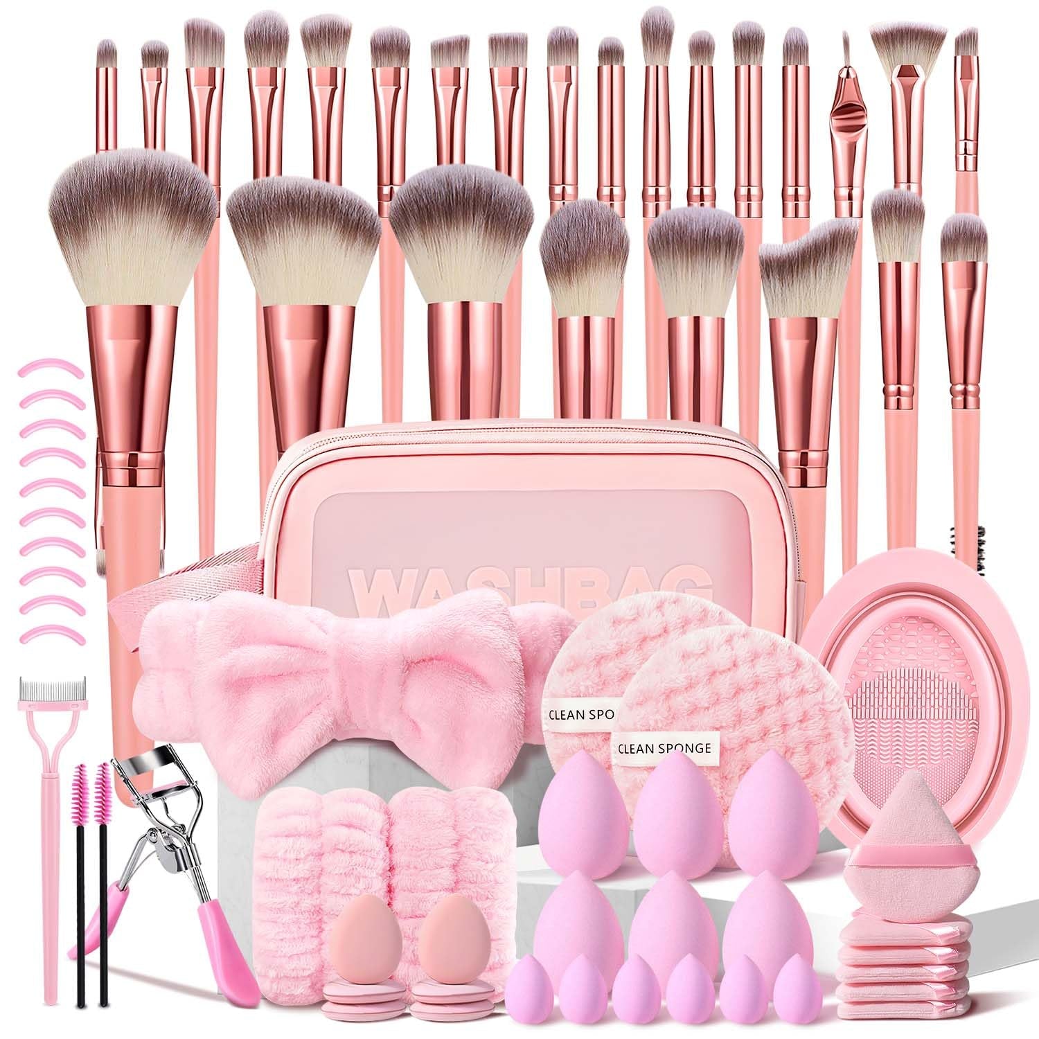 70Pcs Pink Makeup Brushes Set Professional Makeup Kit Multi-Functional Makeup Tool Set with Case Facial Makeup Accessories, Foundation Makeup Brush Kit Eye and Face Make up Brushes & Tools