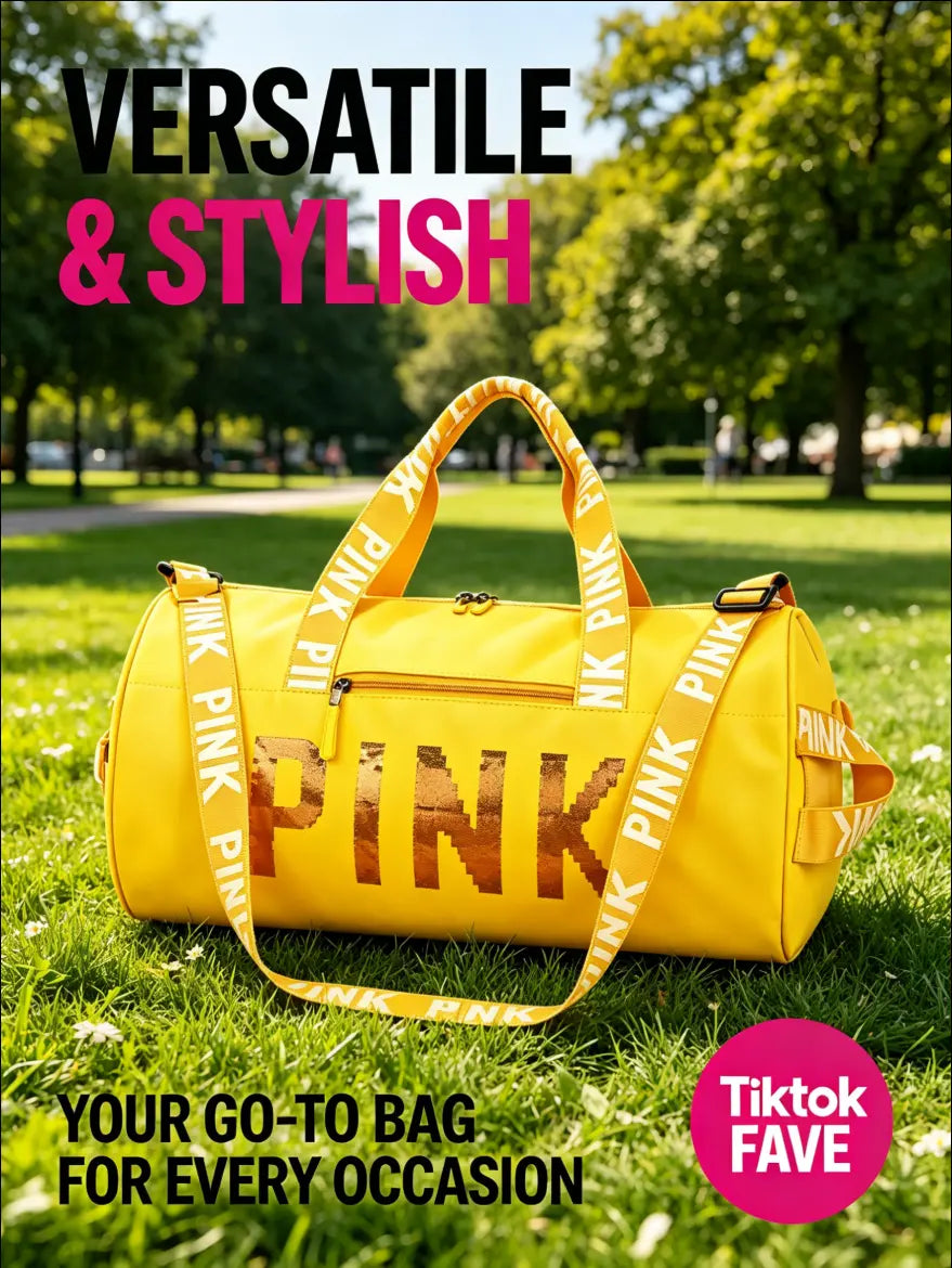 Fashion Sequin PINK Sports Duffle Bag, Portable Crossbody Shoulder Handheld Weekender Bag for Gym Fitness Short Business Trip #Gymbag #Traveldufflebag #Weekenderbag #Pinkdufflebag #Sportsbagforwomen#Tiktokfinds #Viralgymbag