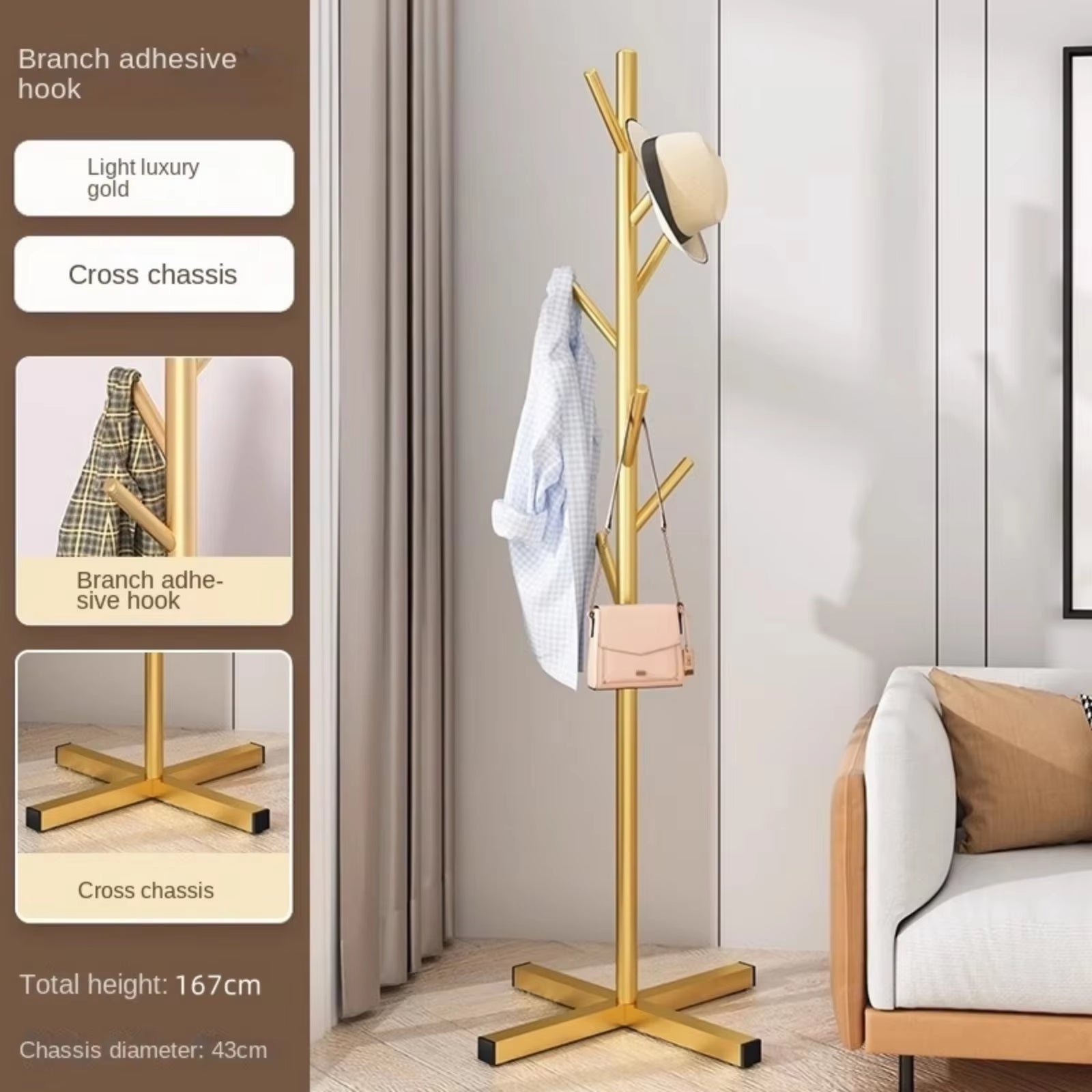 Household Clothes Hanger Floor-Standing Bedroom Simple Clothes Hanger Clothes Rack Popular Coat Rack Clothes Hanger Storage