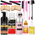 Lace Glue Kit Complete Set with Lace Tint Mousse, Lace Melting Spray Wig Glue for Women'S Wigs and Hairpieces - Wig Installation Kit & Tape in Extension Rmover & Cap (Medium Brown)