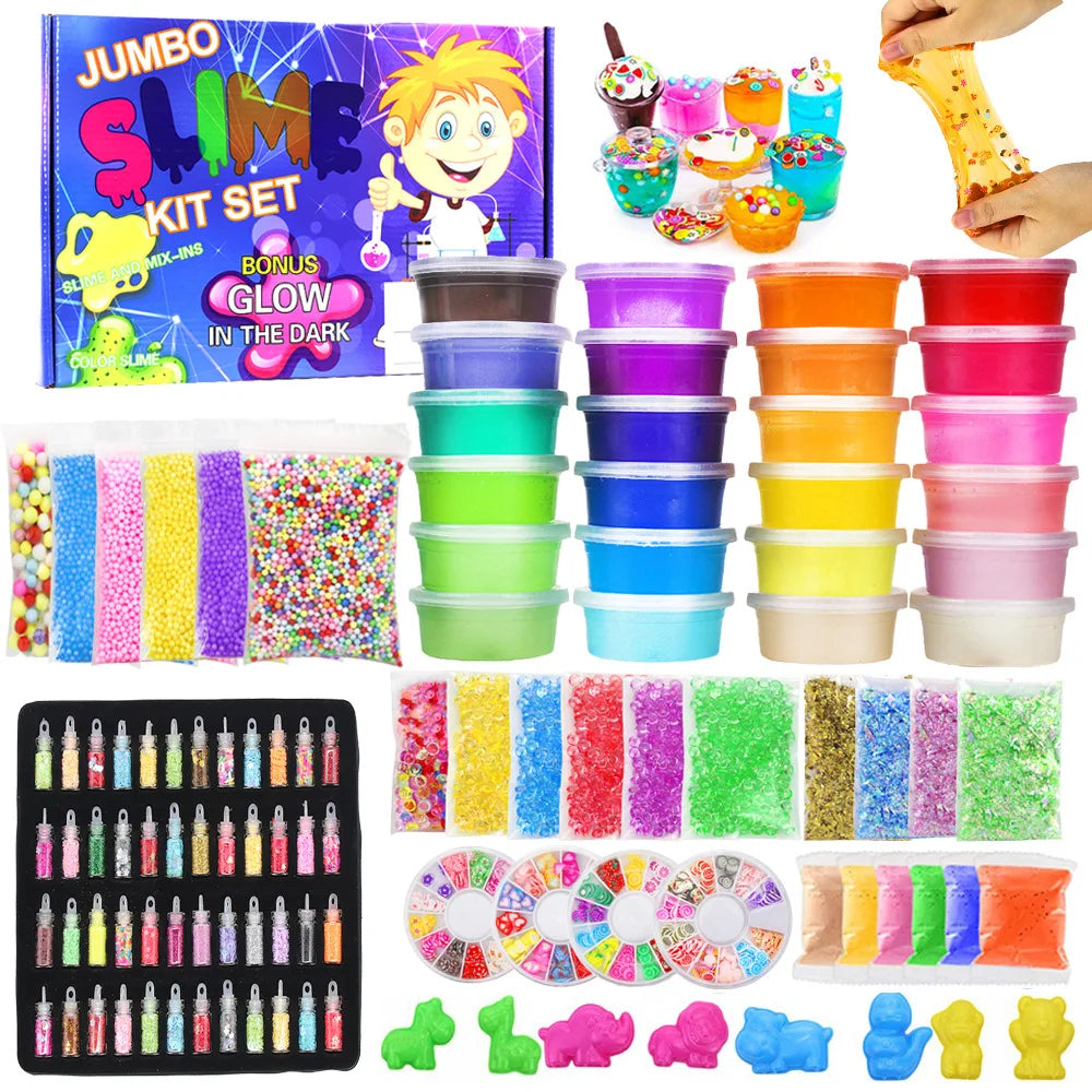 Stretch Crystal Slime Set Slime DIY Butter Slime Stress Relief Toy Children Slime Gift Set Colored Clay Slime Toys