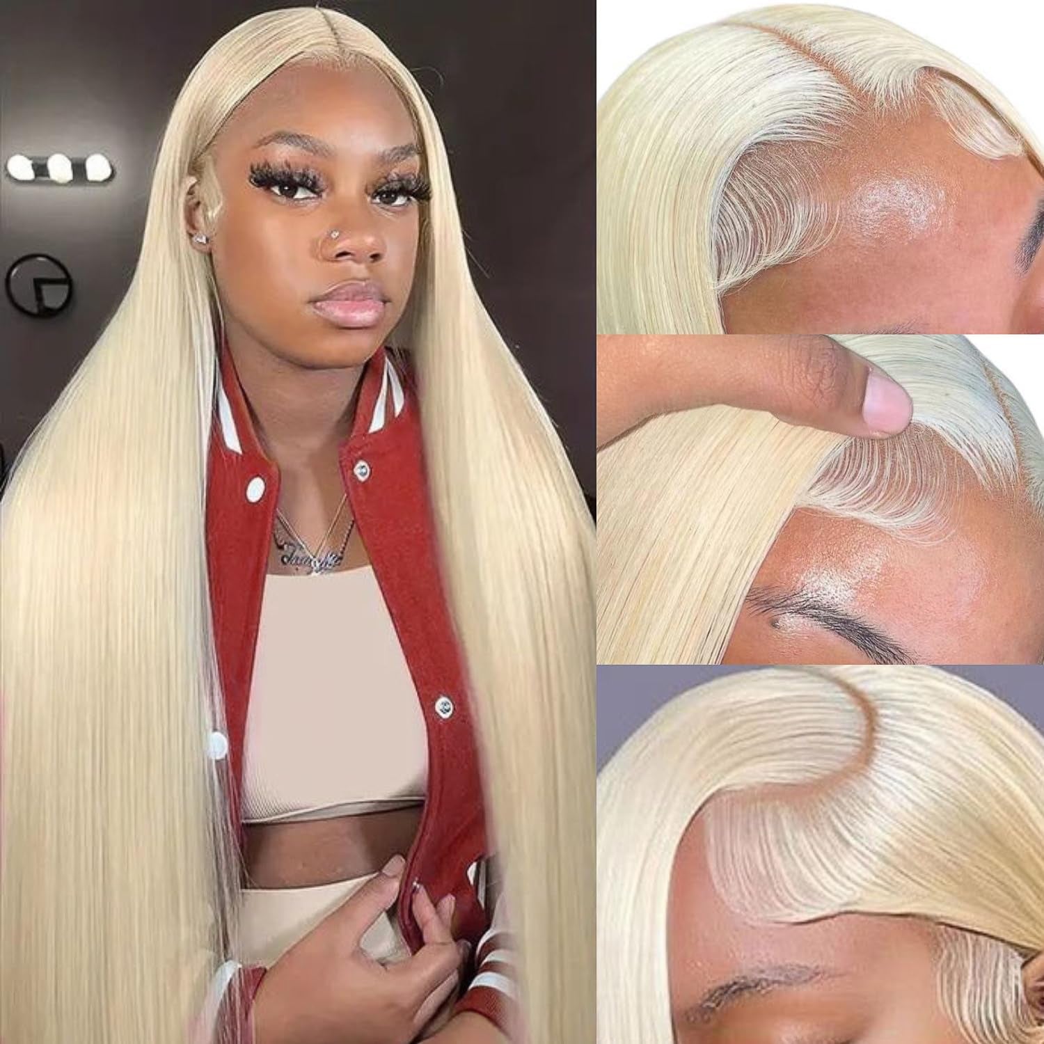 Blonde 613 Lace Front Wig Human Hair 13X4 HD Straight 26 Inch | 180% Density,Hd Transparent Lace Frontal Pre Plucked Natural Hairline,Brazilian Virgin Human Hair for Women