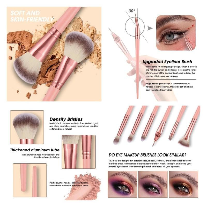 70Pcs Pink Makeup Brushes Set Professional Makeup Kit Multi-Functional Makeup Tool Set with Case Facial Makeup Accessories, Foundation Makeup Brush Kit Eye and Face Make up Brushes & Tools