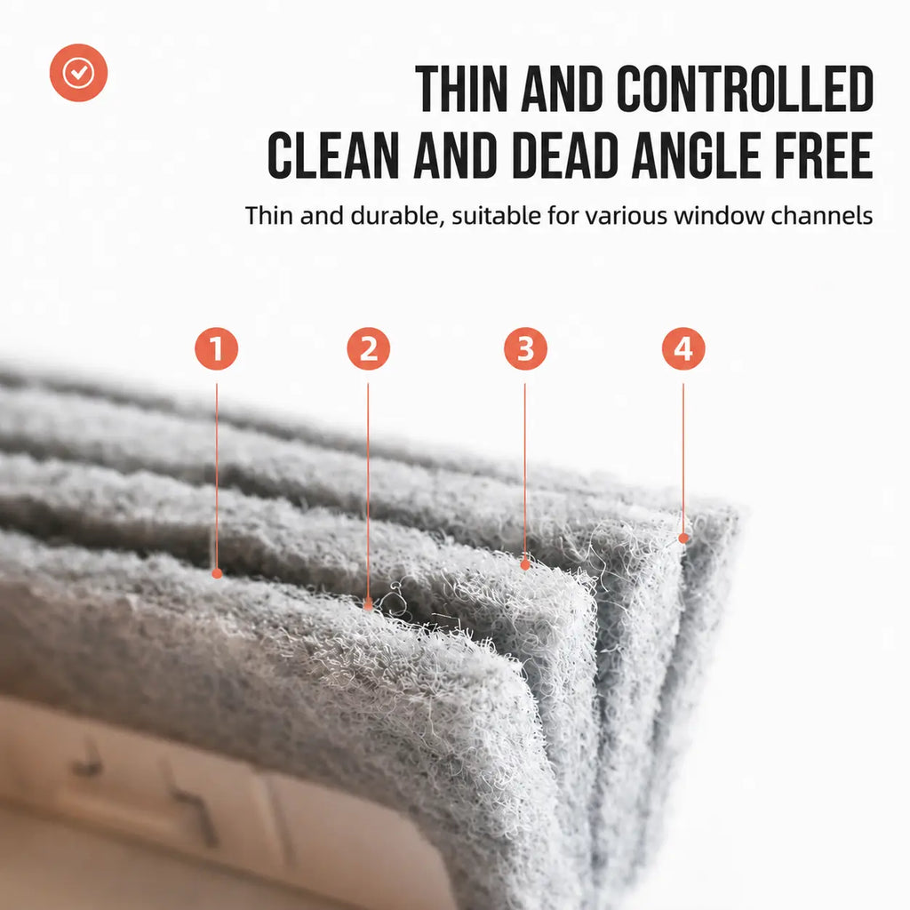 Window Track Cleaner Kit with 2 Replacement Pads, 2-In-1 Cleaning Tool with Built-In Scraper, Deep Gap Brush for Window Tracks, Sliding Doors & Home Cleaning