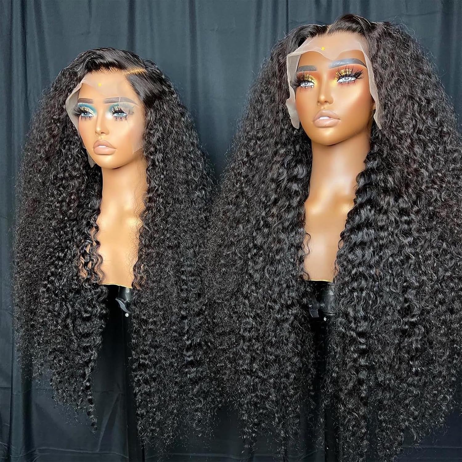 30 Inch Deep Wave Lace Front Wigs Human Hair 13X6 HD Transparent Deep Wave Lace Front Wigs for Women 200% Density Curly Lace Front Wig Pre Plcked Deep Wave Wigs with Baby Hair