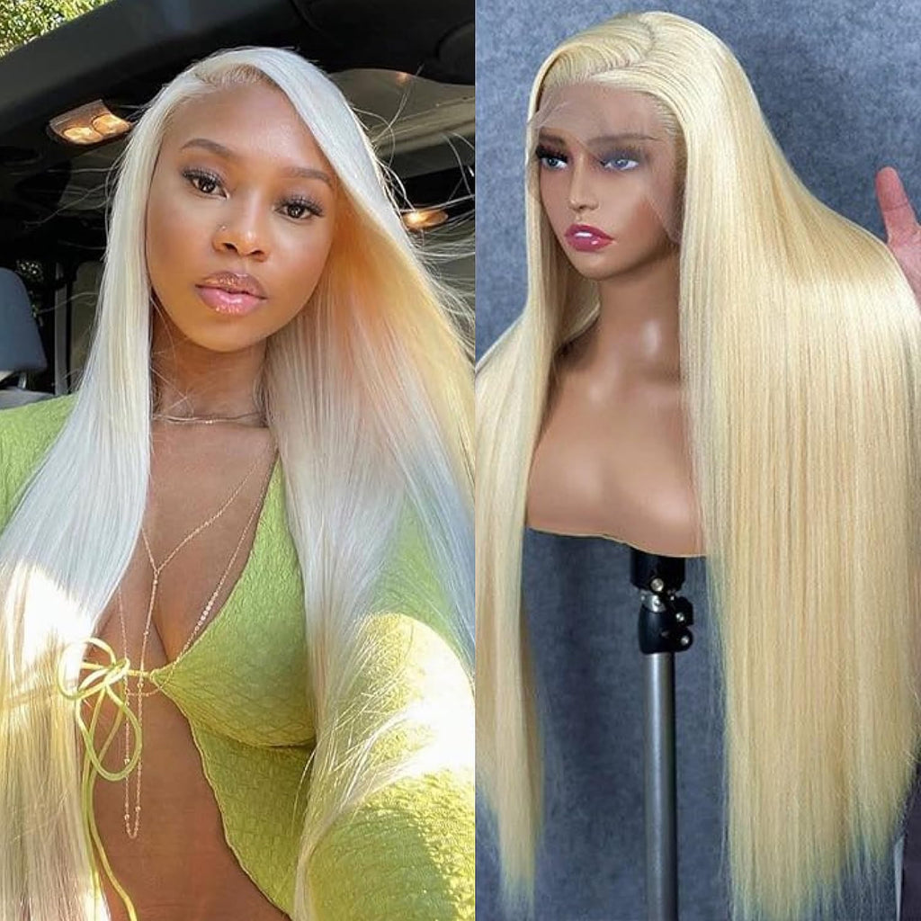 Blonde 613 Lace Front Wig Human Hair 13X4 HD Straight 26 Inch | 180% Density,Hd Transparent Lace Frontal Pre Plucked Natural Hairline,Brazilian Virgin Human Hair for Women