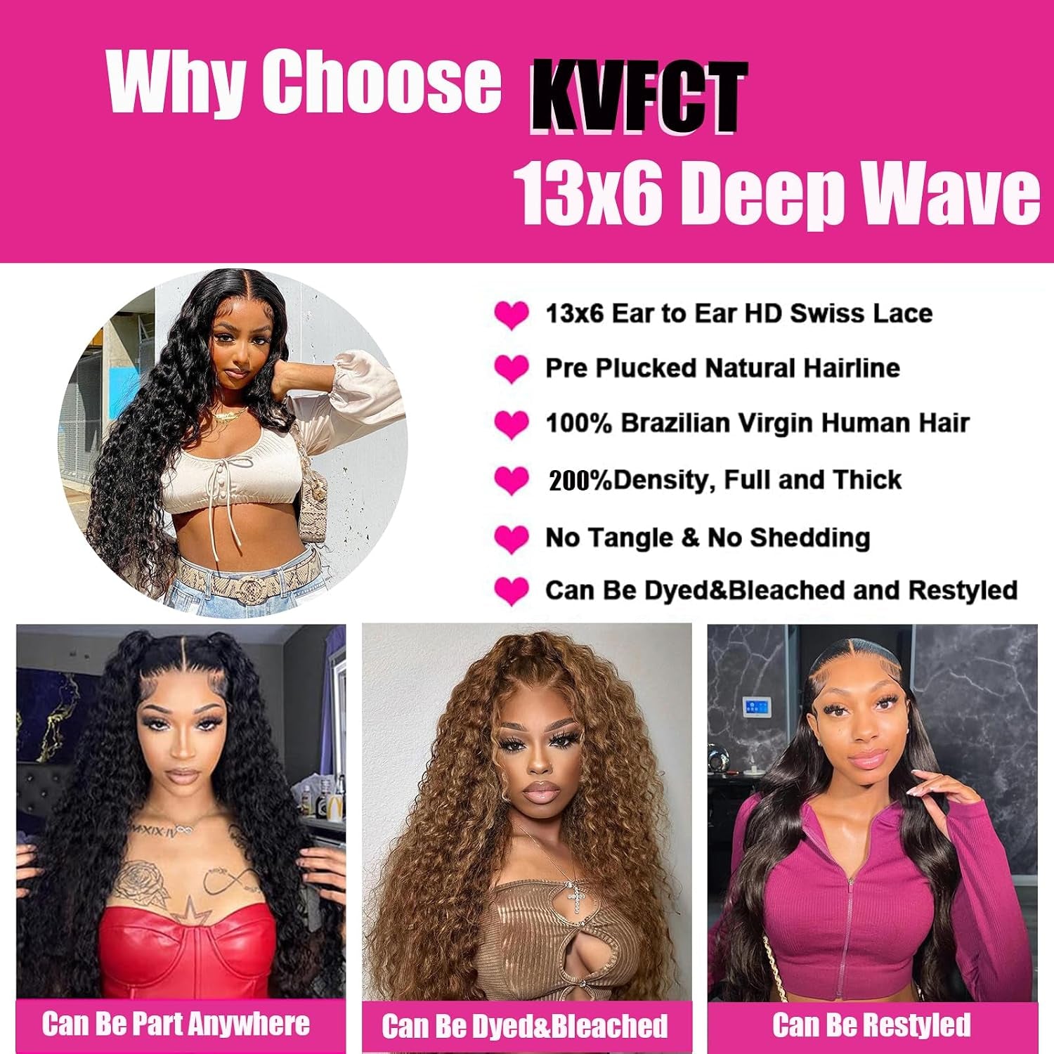 30 Inch Deep Wave Lace Front Wigs Human Hair 13X6 HD Transparent Deep Wave Lace Front Wigs for Women 200% Density Curly Lace Front Wig Pre Plcked Deep Wave Wigs with Baby Hair