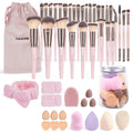 Makeup Brush Set, 51 Pcs Makeup Tool Set Premium Synthetic Foundation Powder Concealers Eye Shadows Blush Makeup Brushes (Pink)