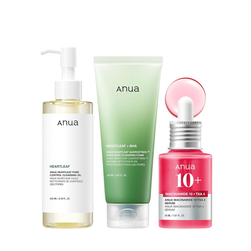 3-Step Glass Skin Beginner Kit | Oil Cleanser and Face Wash with Facial Serum, Double Cleansing Daily Routine with Niacinamide, Korean Skincare