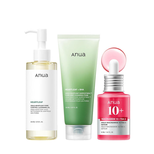 3-Step Glass Skin Beginner Kit | Oil Cleanser and Face Wash with Facial Serum, Double Cleansing Daily Routine with Niacinamide, Korean Skincare