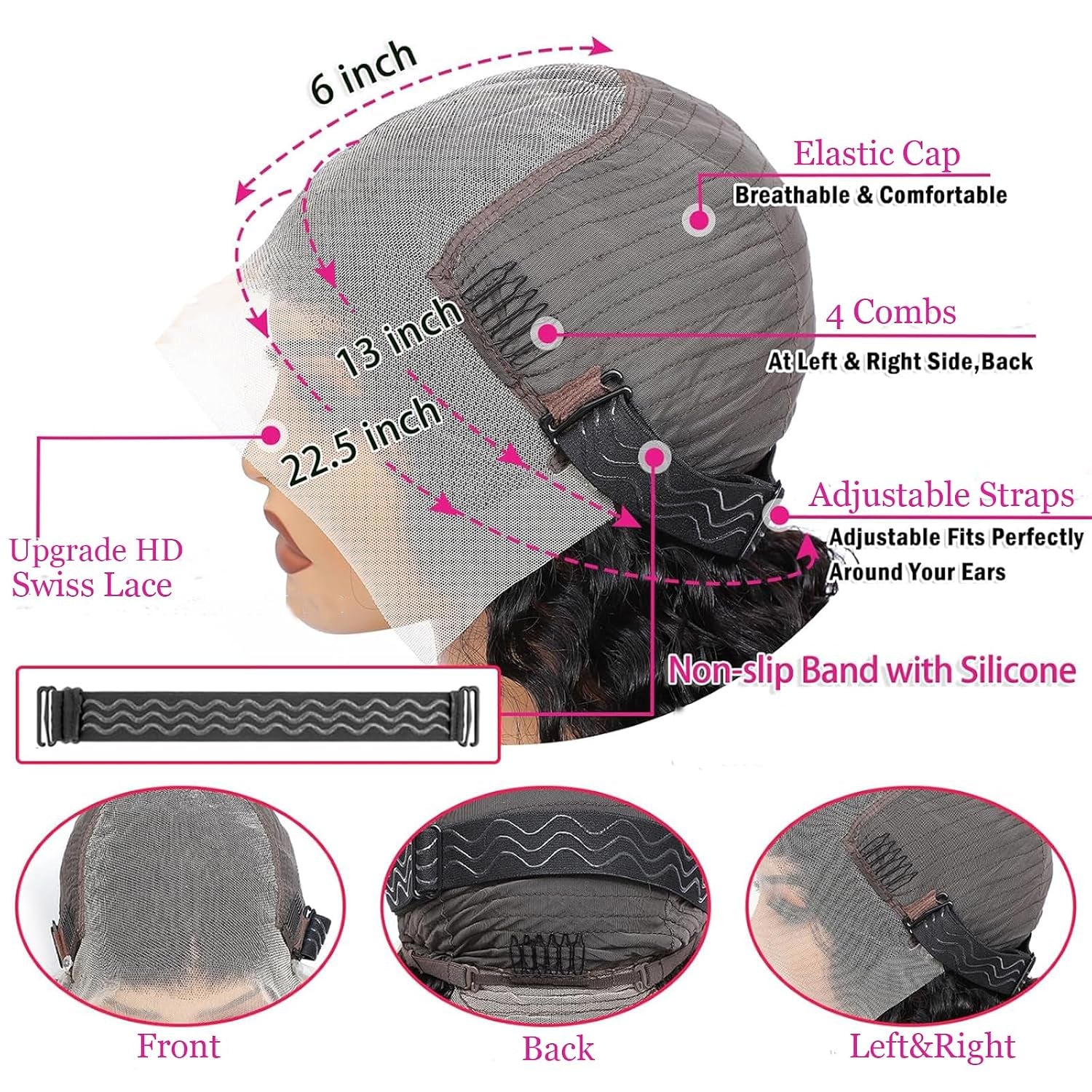 30 Inch Deep Wave Lace Front Wigs Human Hair 13X6 HD Transparent Deep Wave Lace Front Wigs for Women 200% Density Curly Lace Front Wig Pre Plcked Deep Wave Wigs with Baby Hair