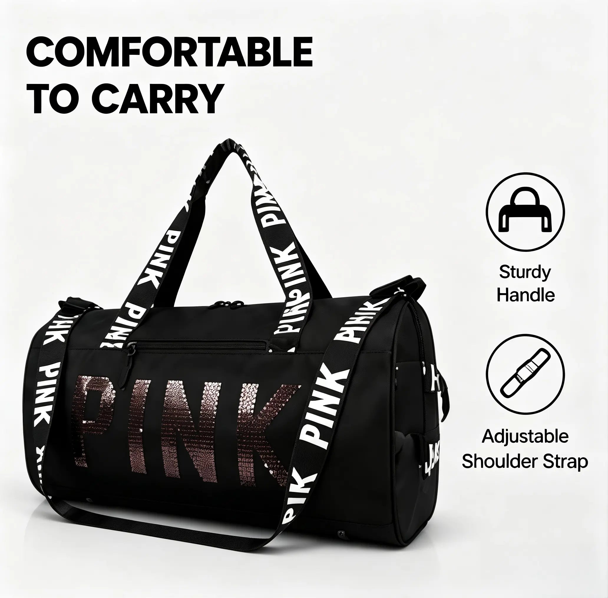Fashion Sequin PINK Sports Duffle Bag, Portable Crossbody Shoulder Handheld Weekender Bag for Gym Fitness Short Business Trip #Gymbag #Traveldufflebag #Weekenderbag #Pinkdufflebag #Sportsbagforwomen#Tiktokfinds #Viralgymbag