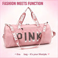 Fashion Sequin PINK Sports Duffle Bag, Portable Crossbody Shoulder Handheld Weekender Bag for Gym Fitness Short Business Trip #Gymbag #Traveldufflebag #Weekenderbag #Pinkdufflebag #Sportsbagforwomen#Tiktokfinds #Viralgymbag