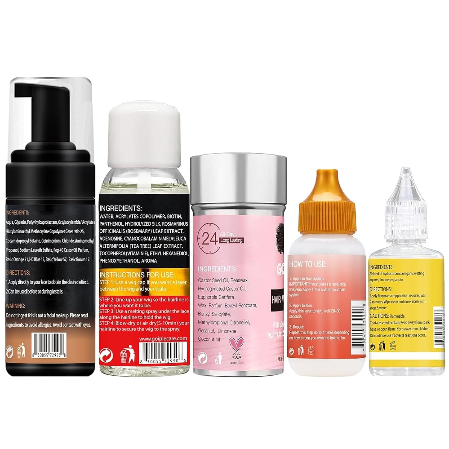 Lace Glue Kit Complete Set with Lace Tint Mousse, Lace Melting Spray Wig Glue for Women'S Wigs and Hairpieces - Wig Installation Kit & Tape in Extension Rmover & Cap (Medium Brown)
