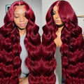 28 Inch Burgundy 13X6 Lace Front Wigs Human Hair HD 99J Wig | 180% Density,Body Wave Wig Pre Plucked with Natural Hairline,Glueless Wigs for Women