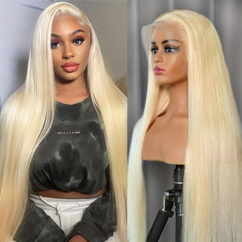 Blonde 613 Lace Front Wig Human Hair 13X4 HD Straight 26 Inch | 180% Density,Hd Transparent Lace Frontal Pre Plucked Natural Hairline,Brazilian Virgin Human Hair for Women