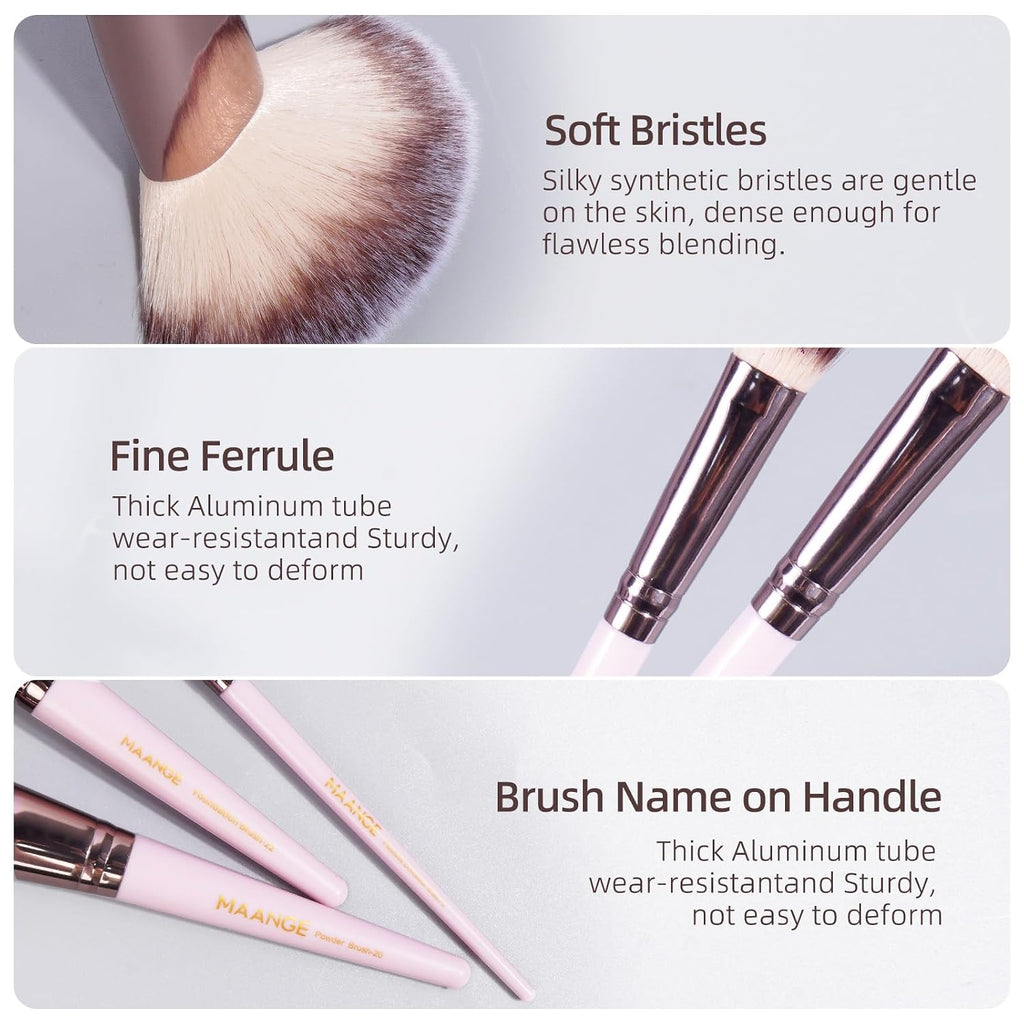 Makeup Brush Set, 51 Pcs Makeup Tool Set Premium Synthetic Foundation Powder Concealers Eye Shadows Blush Makeup Brushes (Pink)