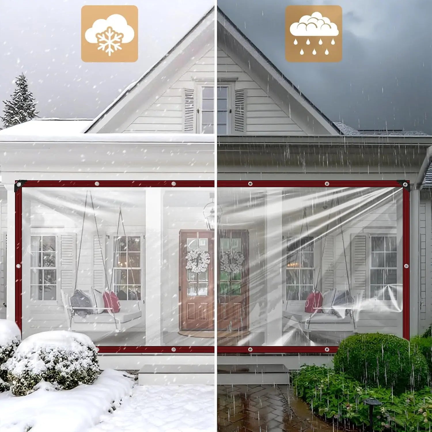 7*10FT PE Heavy-Duty Waterproof Clear Tarps with Grommets - Durable Transparent Outdoor Cover for Camping, Patios, Garden Plants