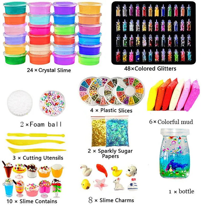 Stretch Crystal Slime Set Slime DIY Butter Slime Stress Relief Toy Children Slime Gift Set Colored Clay Slime Toys