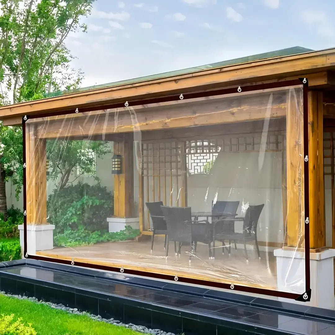 7*10FT PE Heavy-Duty Waterproof Clear Tarps with Grommets - Durable Transparent Outdoor Cover for Camping, Patios, Garden Plants