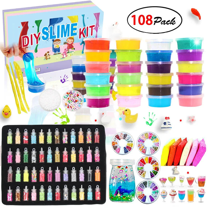 Stretch Crystal Slime Set Slime DIY Butter Slime Stress Relief Toy Children Slime Gift Set Colored Clay Slime Toys