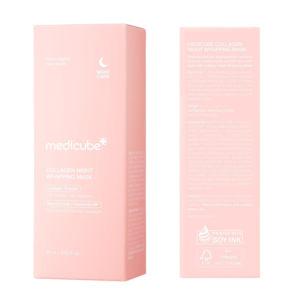 Wrapping Mask Collagen - Overnight Peel off Facial Mask | Elasticity & Hydration Care, Reduces Sagging & Dullness - Hydrolyzed Collagen for Glowing Skin, Korean Skin Care, 2.53 Fl.Oz