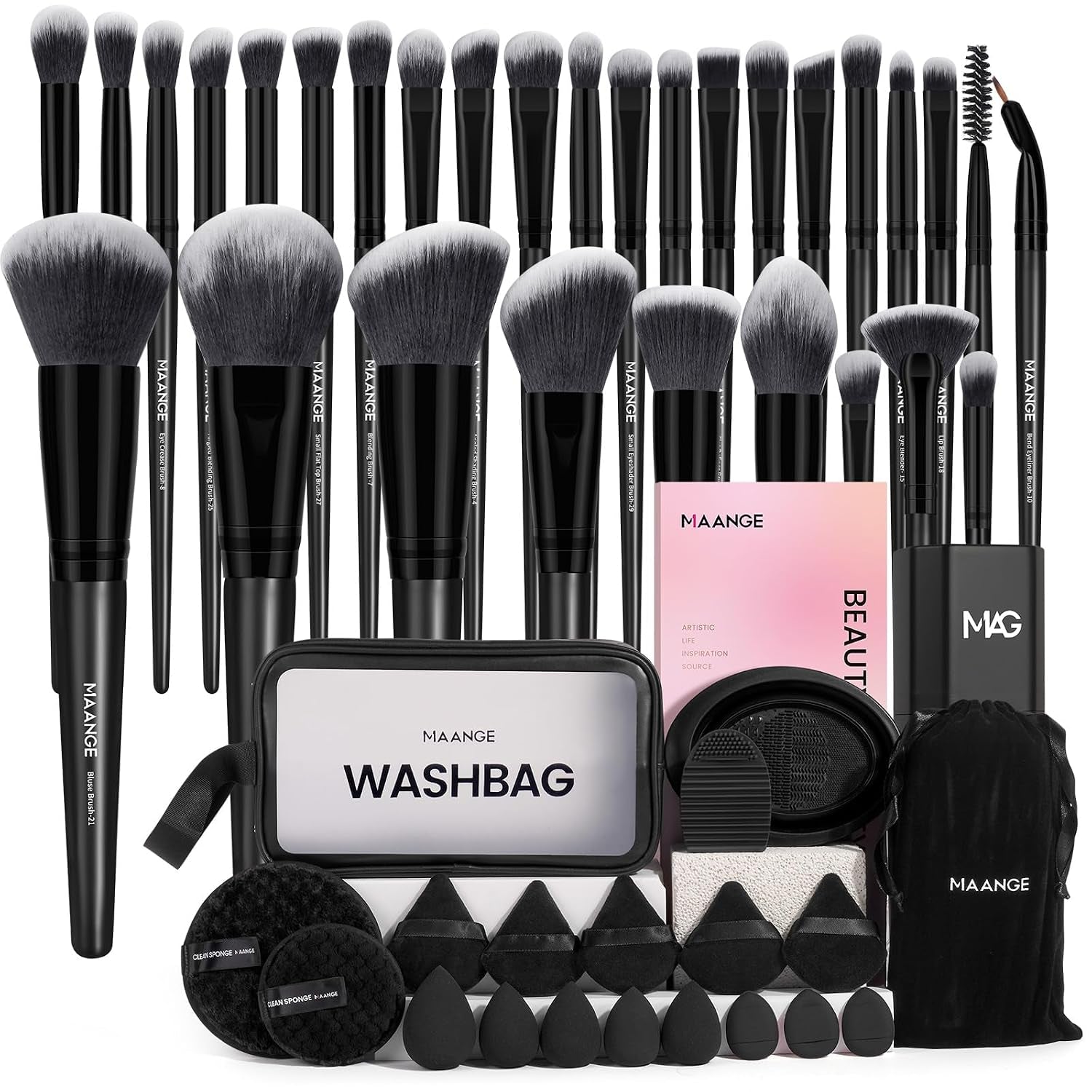 Makeup Brush Set 51 PCS Professional Makeup Brushes for Foundation Powder Concealers Eye Shadows Blending Blush Travel Make up Brush Kit (Black)