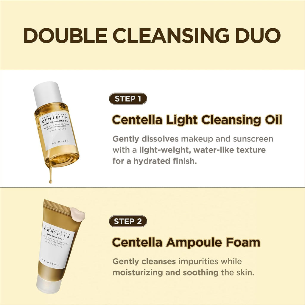 Centella Travel Kit, Korean Skin Care Set of 5, Travel Size | a Travel Size Skincare Gift Set with Toner, Serum, Oil Cleanser, Face Wash, and Moisturizer, Made with Madagascar Centella