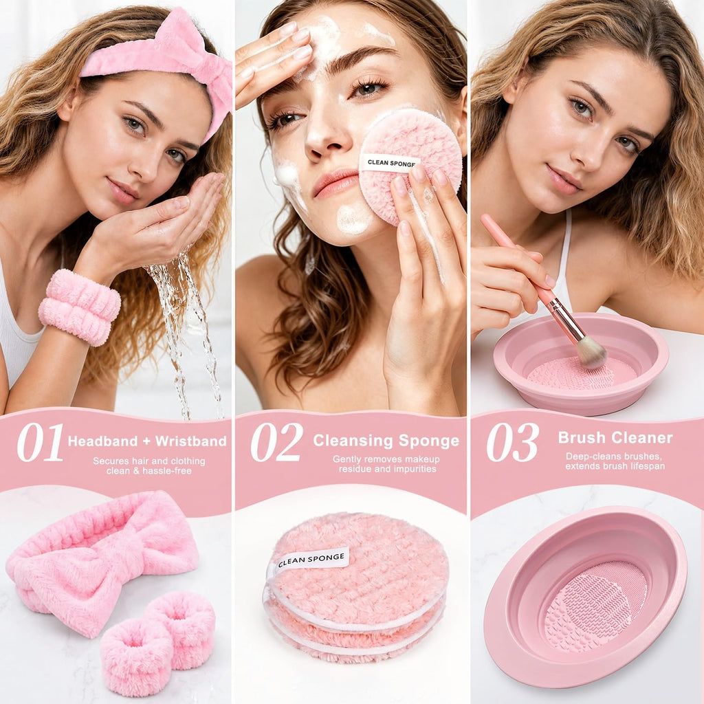 70Pcs Pink Makeup Brushes Set Professional Makeup Kit Multi-Functional Makeup Tool Set with Case Facial Makeup Accessories, Foundation Makeup Brush Kit Eye and Face Make up Brushes & Tools