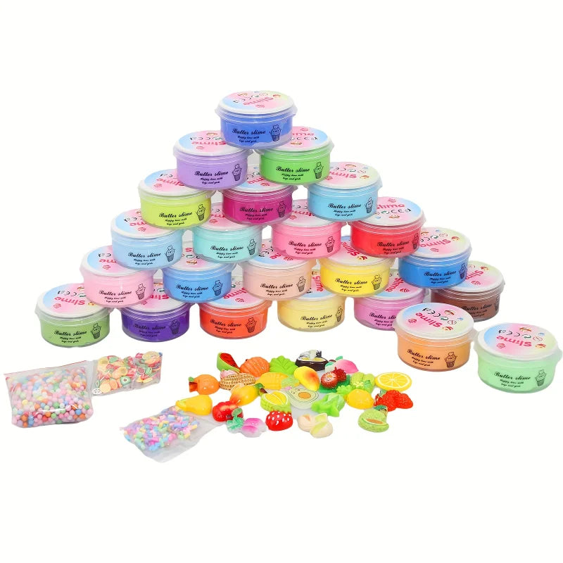 1/24Pcs Butter Slime Kit for Girls Party Favors Birthday Gift with Stretchy and Non-Sticky, Stress Relief Toy for Girls and Boys