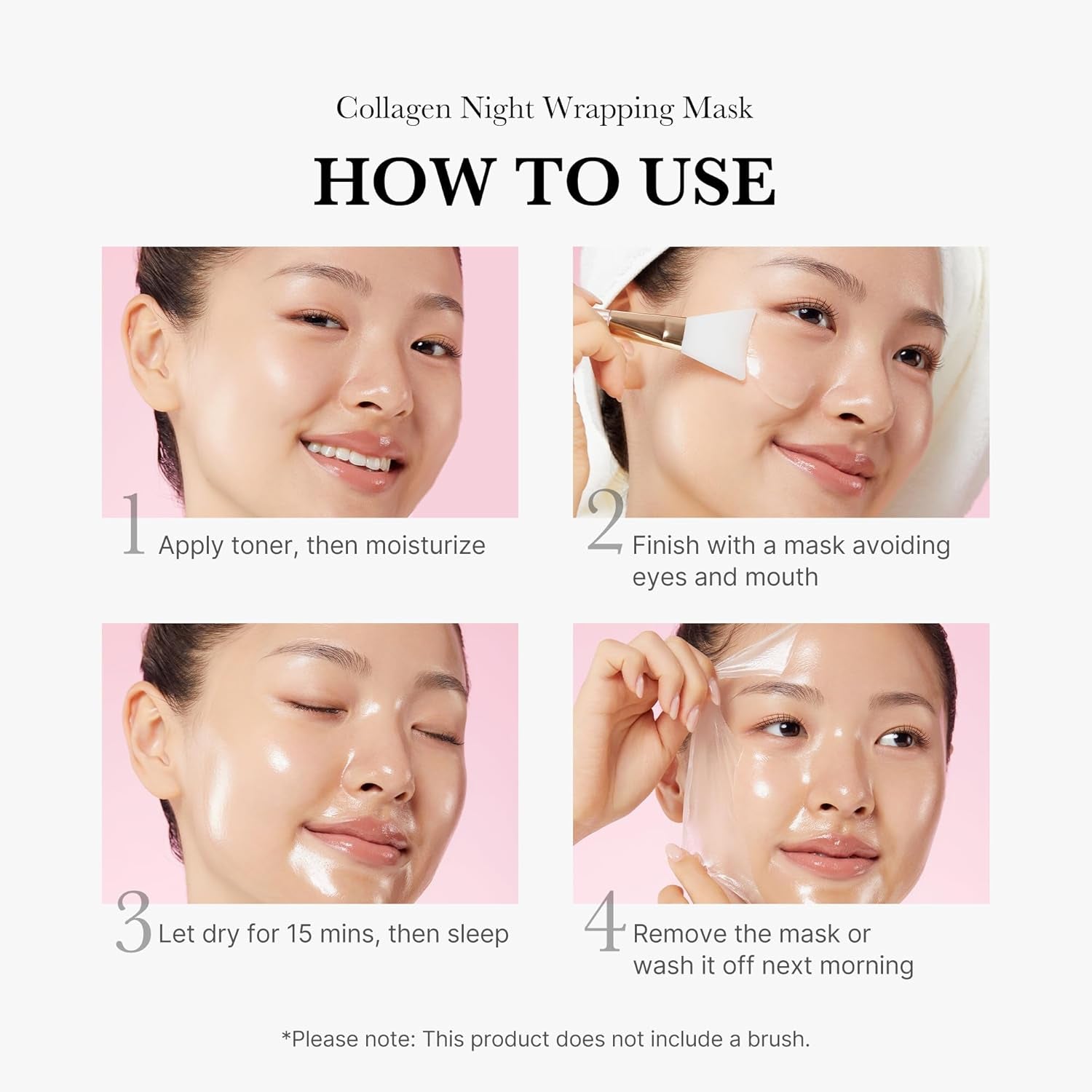 Wrapping Mask Collagen - Overnight Peel off Facial Mask | Elasticity & Hydration Care, Reduces Sagging & Dullness - Hydrolyzed Collagen for Glowing Skin, Korean Skin Care, 2.53 Fl.Oz