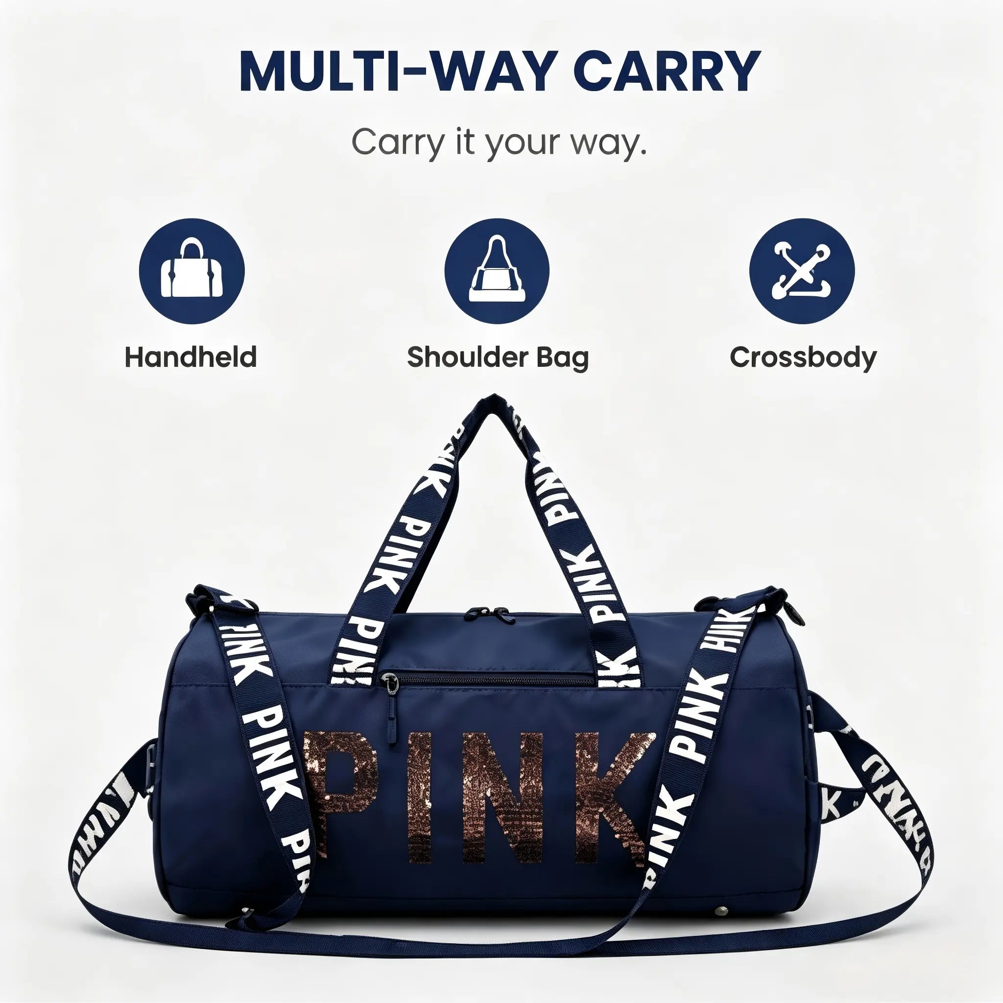 Fashion Sequin PINK Sports Duffle Bag, Portable Crossbody Shoulder Handheld Weekender Bag for Gym Fitness Short Business Trip #Gymbag #Traveldufflebag #Weekenderbag #Pinkdufflebag #Sportsbagforwomen#Tiktokfinds #Viralgymbag