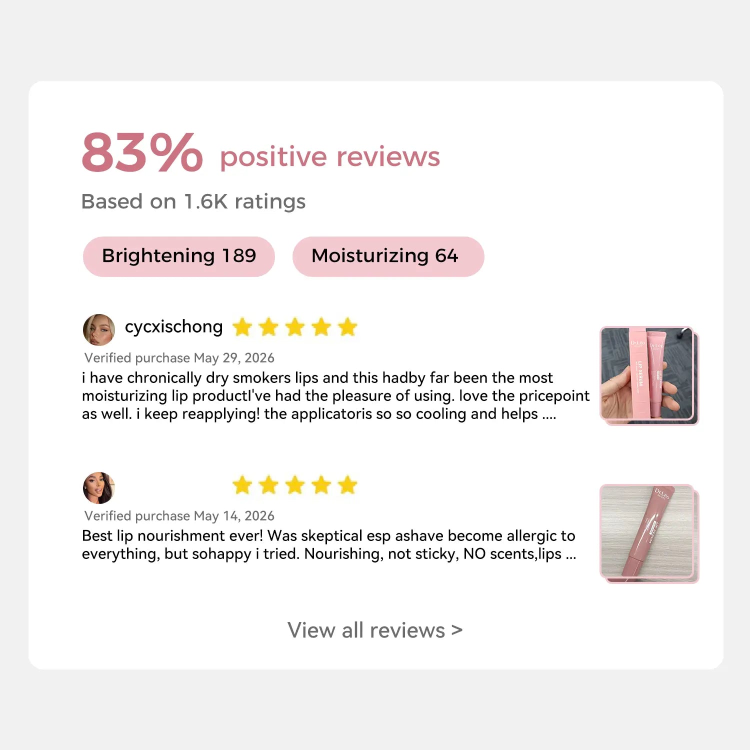 Dr.Leo Tinted Peptide Lip Serum – Brightens Dull-Looking Lips & Smooths Lip Lines, Sheer-To-Buildable Glossy Color + Hydrating Lip Care, Pink Dew / Toast Nude, 15G #Sohochic #Tiktokshopbacktoschool